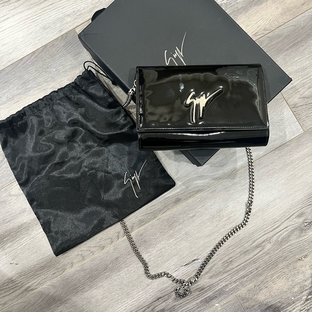 Guiseppe Zanotti black clutch handbag